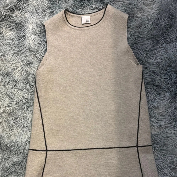 IRIS & INK Cream Sheath Dress Sleeveless Crew Neck - Picture 5 of 14